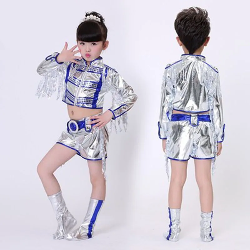 

Children's jazz dance dress Children's sequins street boys and girls modern dance stage show ropa hip hop niña suit