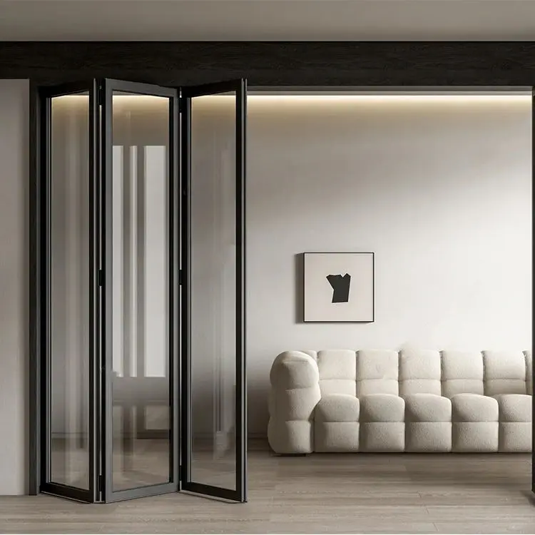 Factory Customized Various Style Folding Door Heat Insulation Manual Accordion Doors Space Saving Left Right Folding Doors