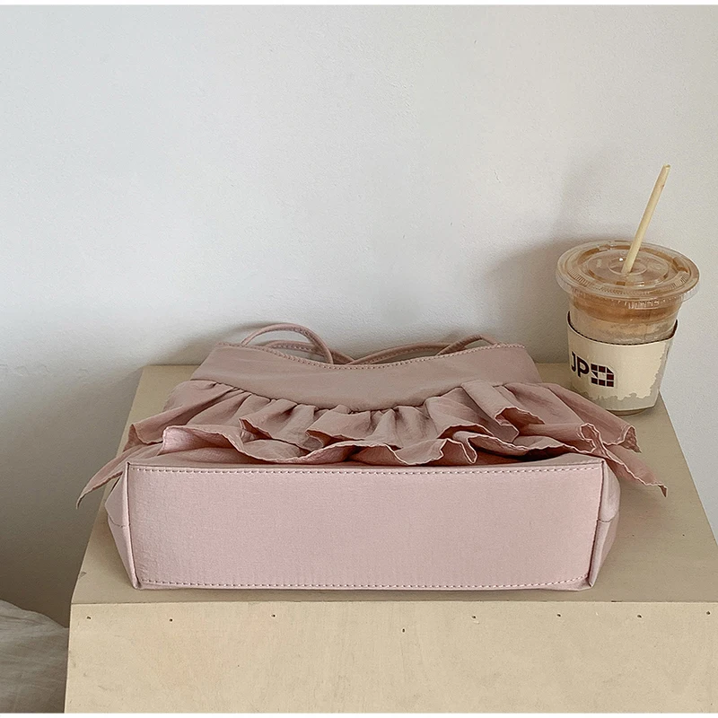 Kuchenrock-Stil Gerüschte Damen-Schultertasche, Koreanische Plissierte Umhängetasche, Leichte Süße Elegante Handtasche – Detail 4
