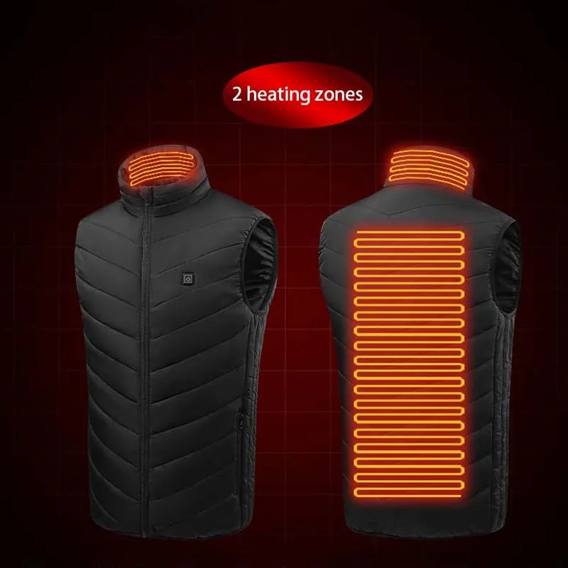 Men 2 Areas Self Heated jacket Heating Vest Women's USB Heated Clothing Warm Vest Outdoor Camping Washable Vest Winter Thermal