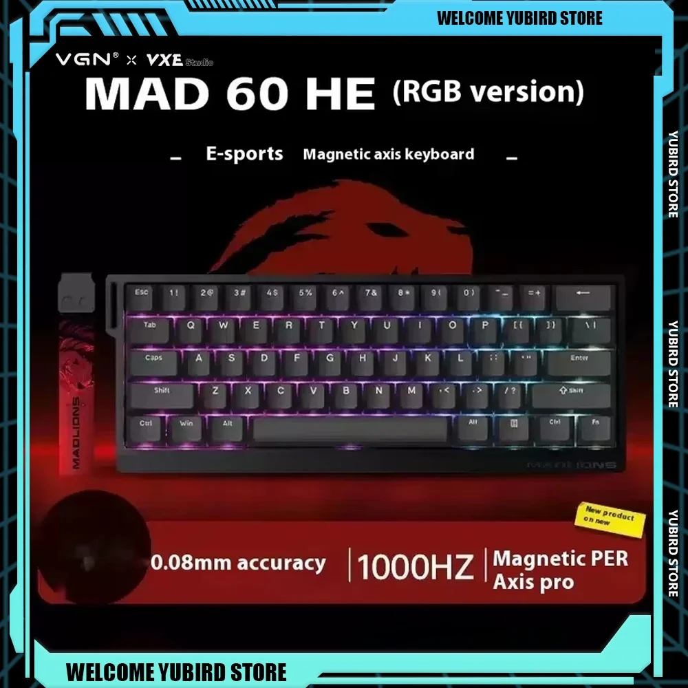 VGN VXE MADLIONS Mad60/68HE Магнитная механическая клавиатура с возможностью горячей замены 8K Переключатель скорости опрокидывания Индивидуальная игровая клавиатура для киберспорта