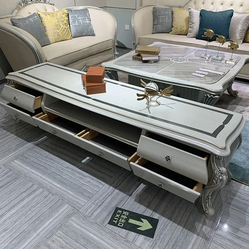 طاولة تلفاز خشبية متنقلة عالية خزانة أوروبية إسكندنافية طاولة تلفاز حديثة أبواب عرض كلاسيكية لصالون موبليس أثاث منزلي حديث