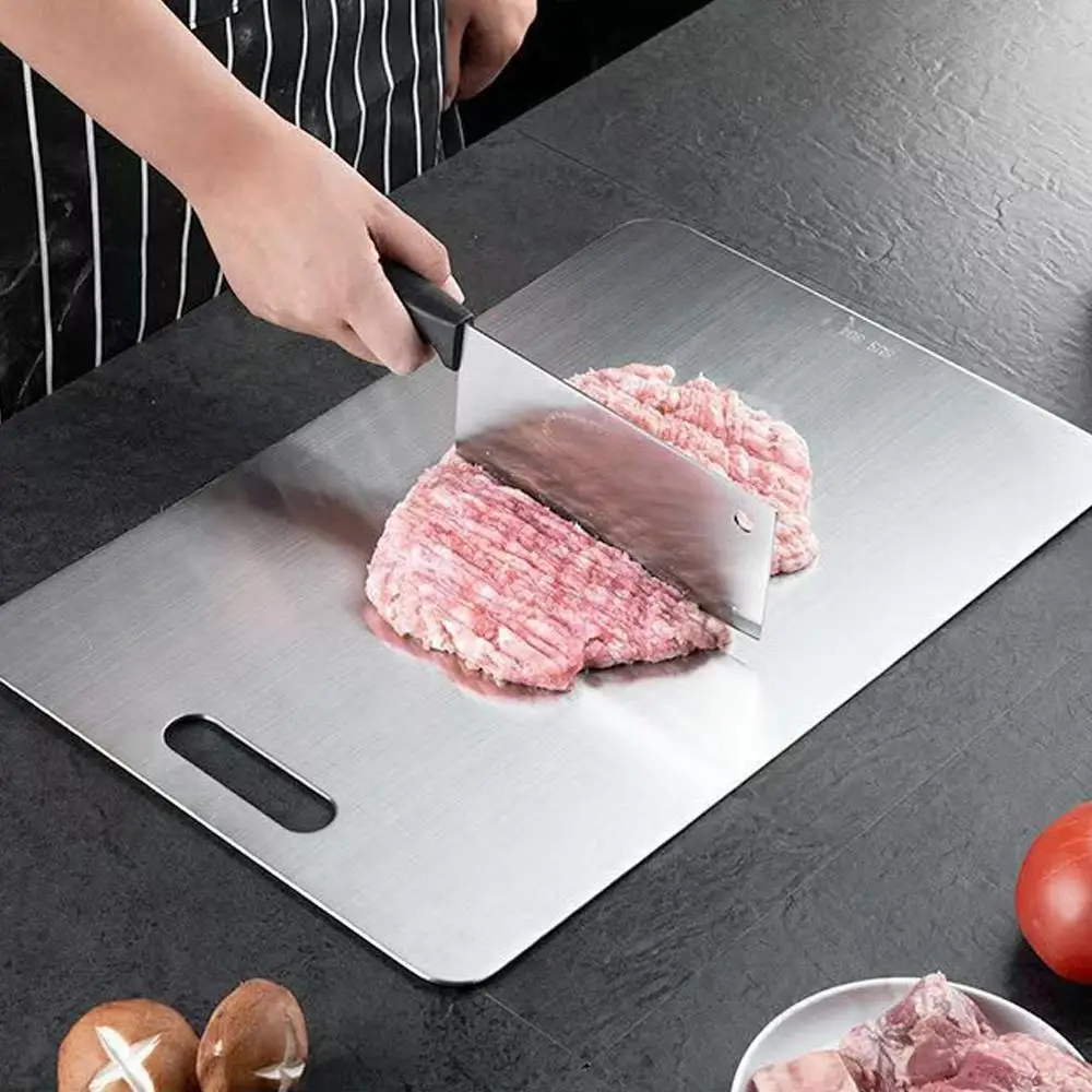 Titanium Cutting Board Food-grade Stainless Steel Thickened Double Sides Cutting Board Household Restaurant Fruit Meat Cut Board
