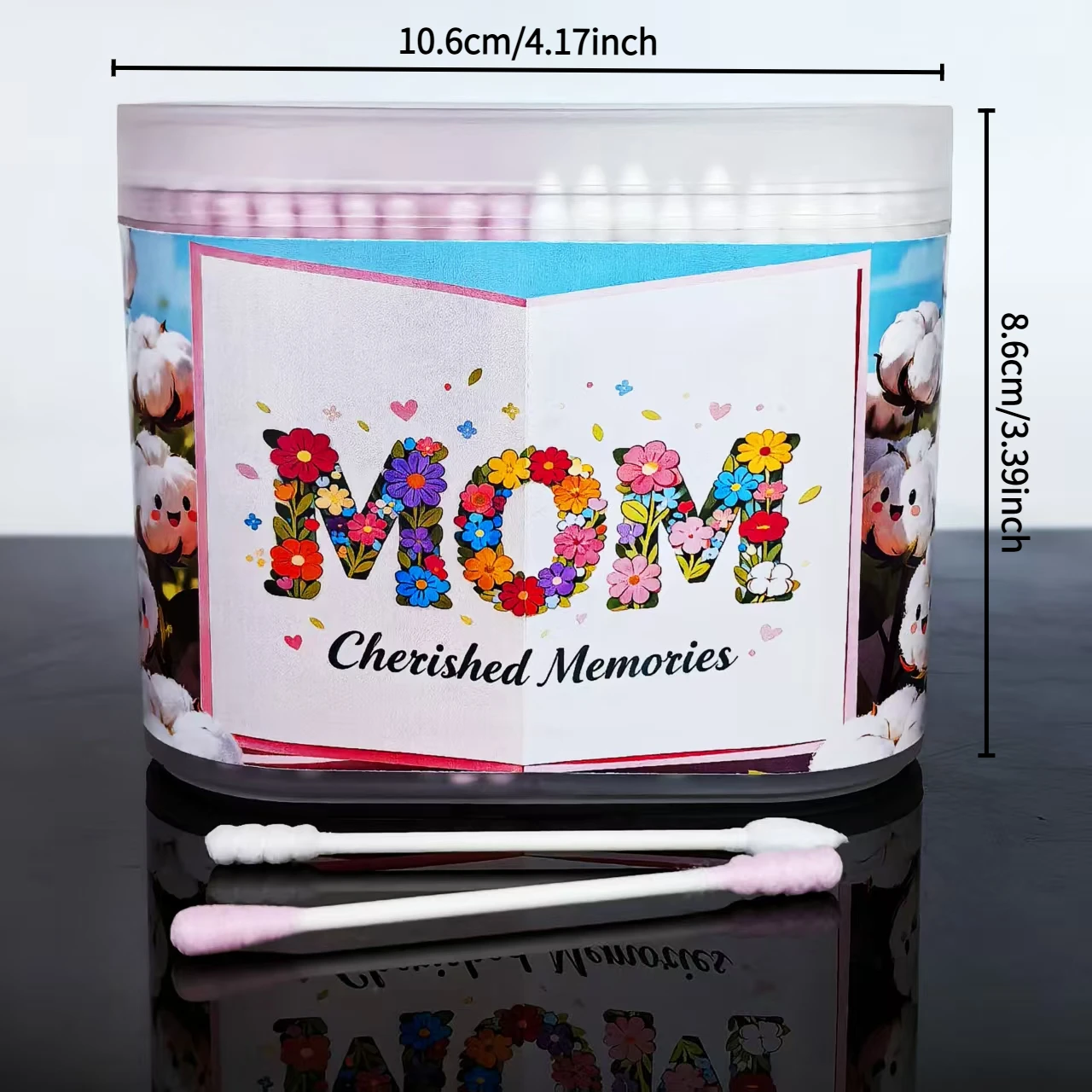 300 قطعة/600 قطعة مسحات قطنية تحت عنوان عيد الأم، أعواد قطنية برأسين بلونين، مسحات قطنية هدية عيد الأم