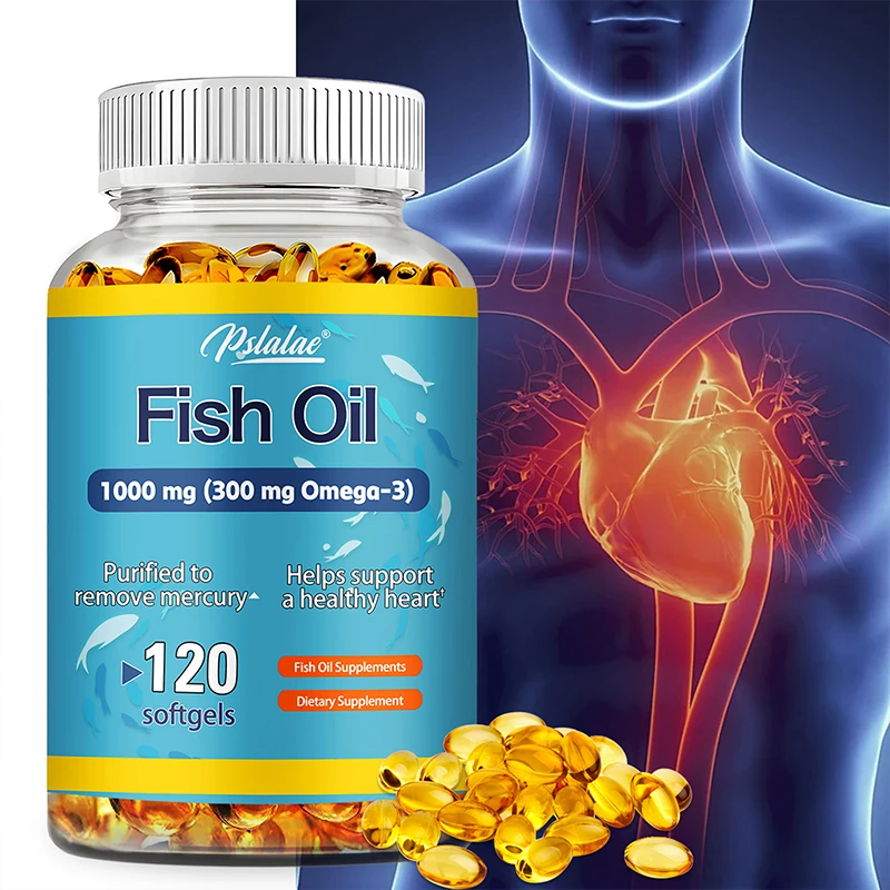 

Fish Oil Capsules - with Omega-3 EPA & DHA - Support Brain & Cardiovascular & Skin Health, Antioxidant