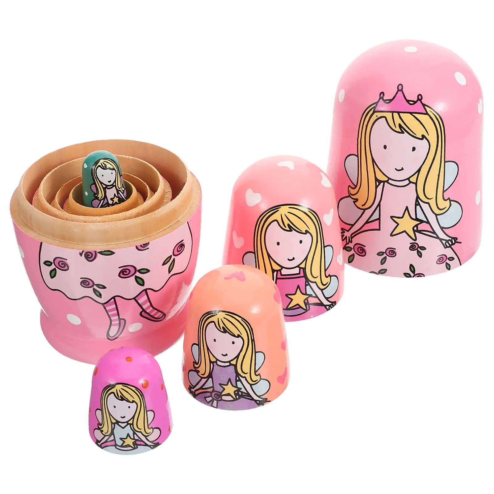 

5pcs Russian Nesting Multicolored Wooden Matryoshka Set For Candy Jewelry Storage Home Decor Gift Wood Ornaments