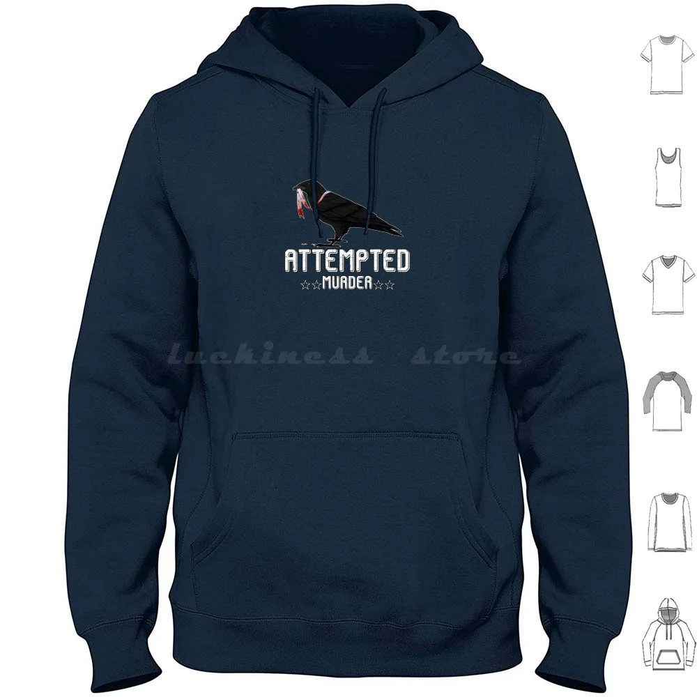 Attempted Murder ( White Design ) Essential Hoodies Long Sleeve Attempted Murder Murder Crows Crow Birds Bird