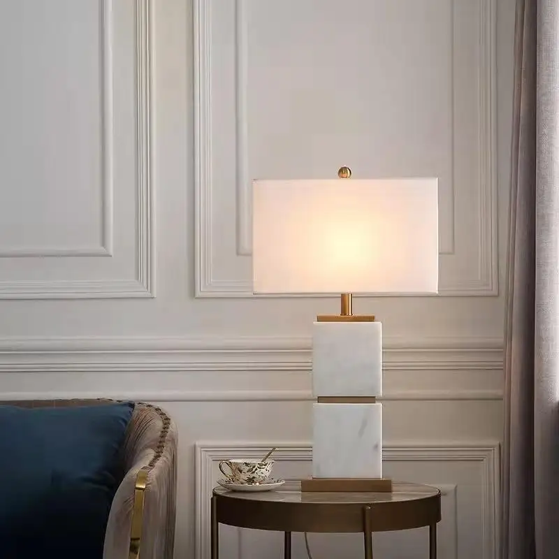 Customized Mid-Century Modern Golden Cross Striped Ceramic Table Lamp with Light Emitting Diode Bulb