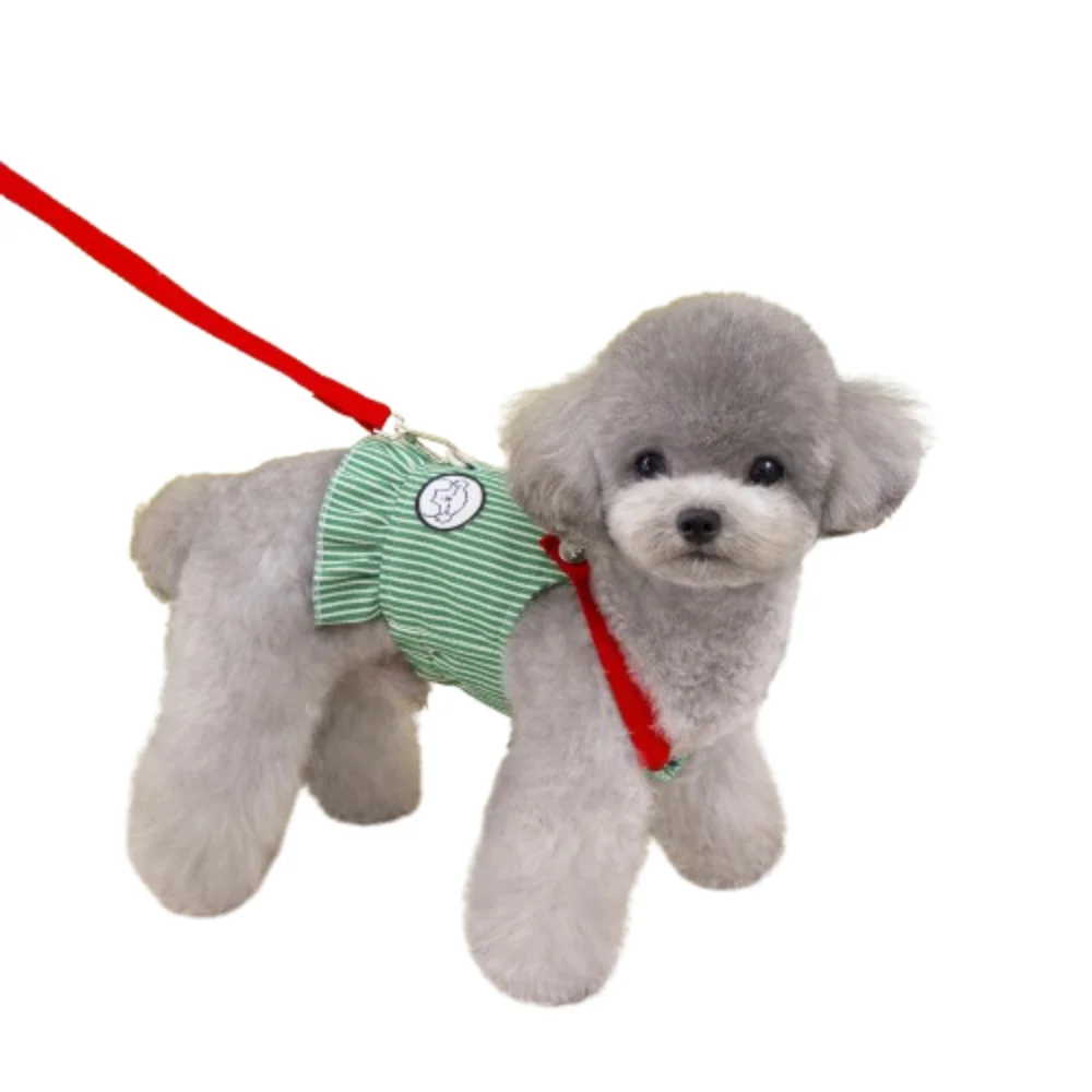 

Pet Costumes Cartoon Pet Chest Back Traction Rope Comfortable Korean Striped Dog Harness Breathable Pet Dog Vest Pet Supplies