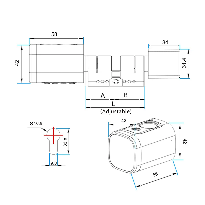 Imagem -04 - Pro Fechadura da Porta Inteligente Ajustável Tuya ou Ttlock App Senha de Impressão Digital Digital Cilindro Cartão Rfid Casa e Hotel v1