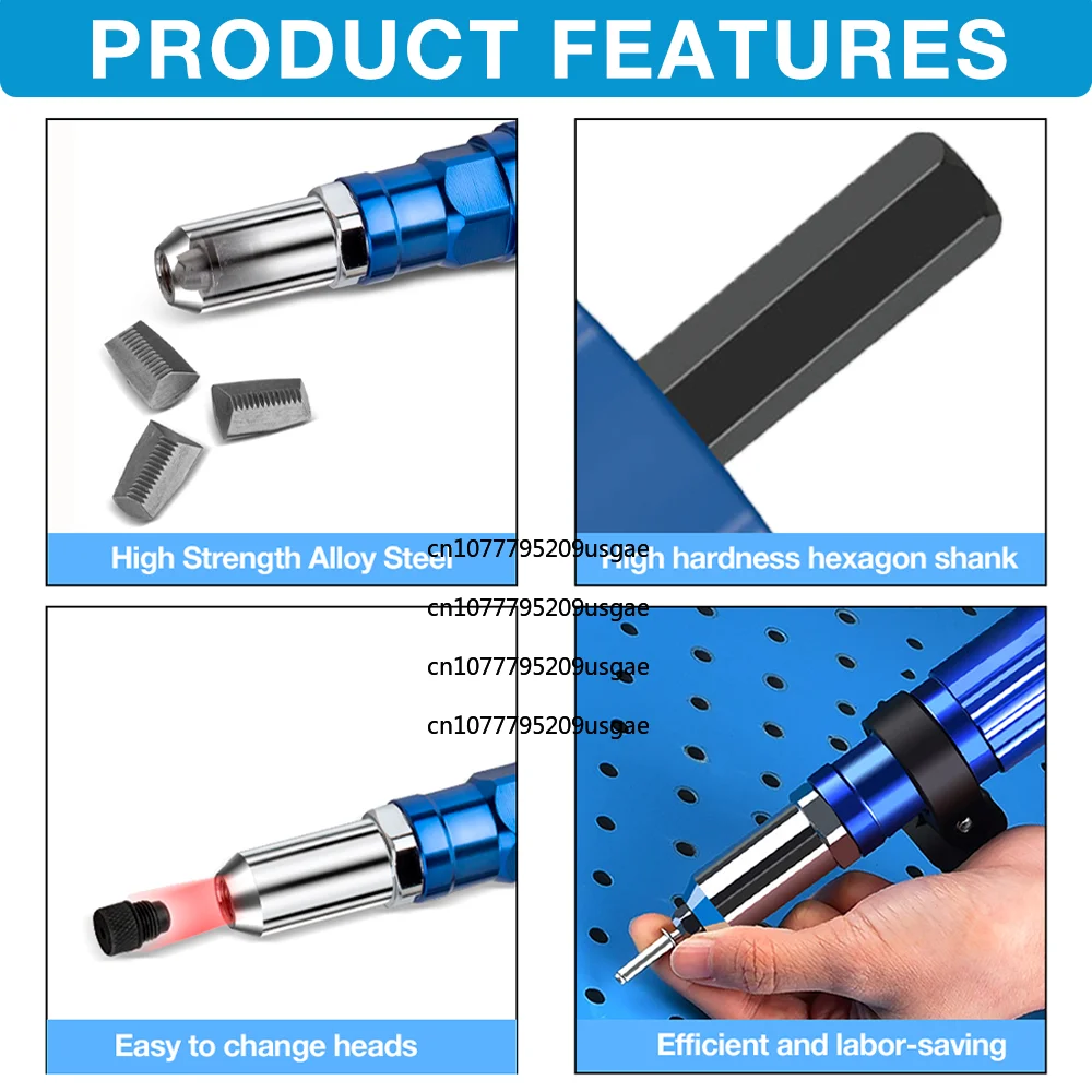Electric Rivet Gun 2.4mm-4.8mm Portable Rivet Nut Gun Drill Adapter Home Plug-in Riveting Tool Wireless Rivet Nail Bit Tools Kit - view 6