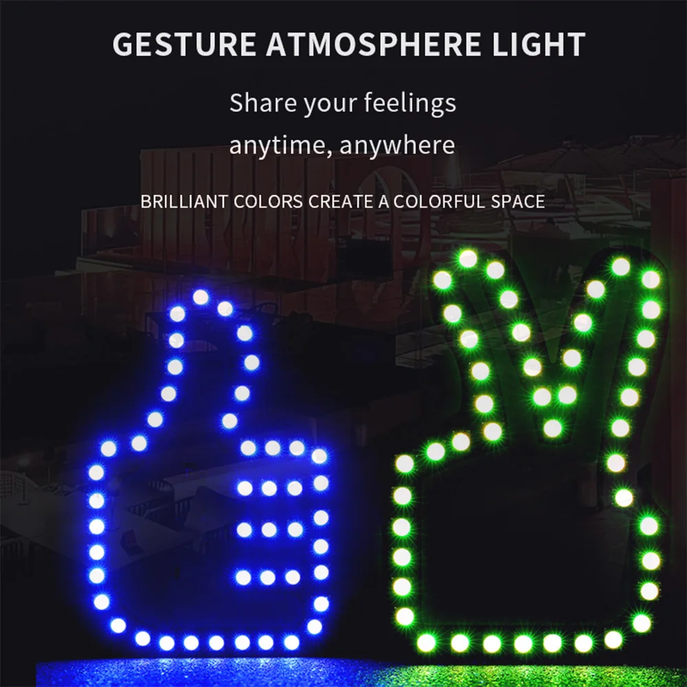 Car LED Illuminated Gesture Light Car Thumb Up Finger Lamp With Remote Control OK Signs Exterior Funny Decoration Accessories