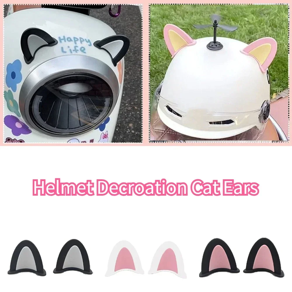 NEW Motorcycle Helmet Decroation Cat Ears Waterproof Stylish Easy Install Two Color PVC Stickers Helmets Universal Accessories