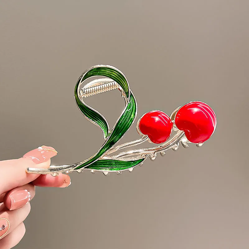 Korean Kawaii Cute Cherry Hair Clip Claw Clamp for Women Girls Hairpin Shark Clip Crab Headband Hair Gift Accessories Headwear