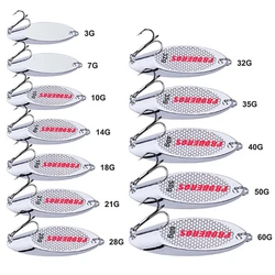 1 unids/lote alta calidad 6 tamaños 3g 7g 10g 14g 18g 21g señuelo cuchara plateada con lentejuelas para cebos de pesca señuelos de mar herramienta Wobblers Spinner