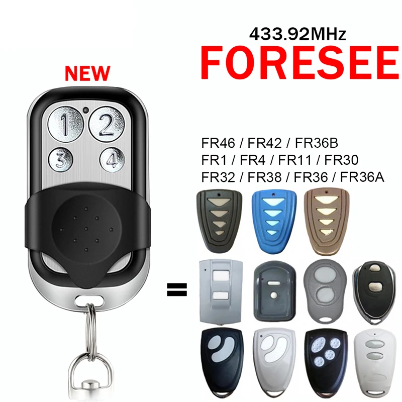 

Newest FORESEE FR1 FR4 FR11 FR30 FR32 FR36 FR36A FR36B FR38 FR42 FR46 Garage Door Opener Remote Control 433.92MHz Rolling Code