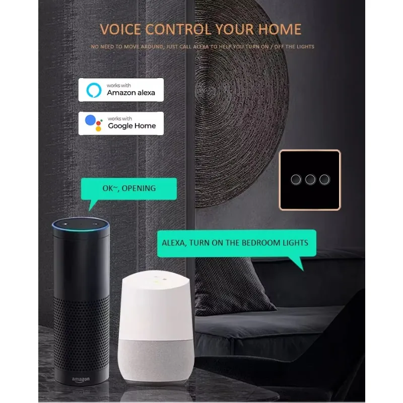 STLF الاتحاد الأوروبي 1,2,3,4 عصابة زيجبي التحكم في الطاقة الجدار التبديل إضاءة المنزل الذكي اللمس التبديل مع خط محايا دعم اليكسا #6