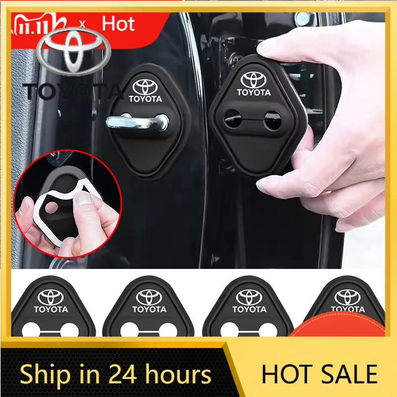 

Car Stickers Fot Toyota 2026 New 2/4Pcs Car Silicone Door Lock Cover Protect Buckle Cover Auto Accessorie For TOYOTA Corolla Aur