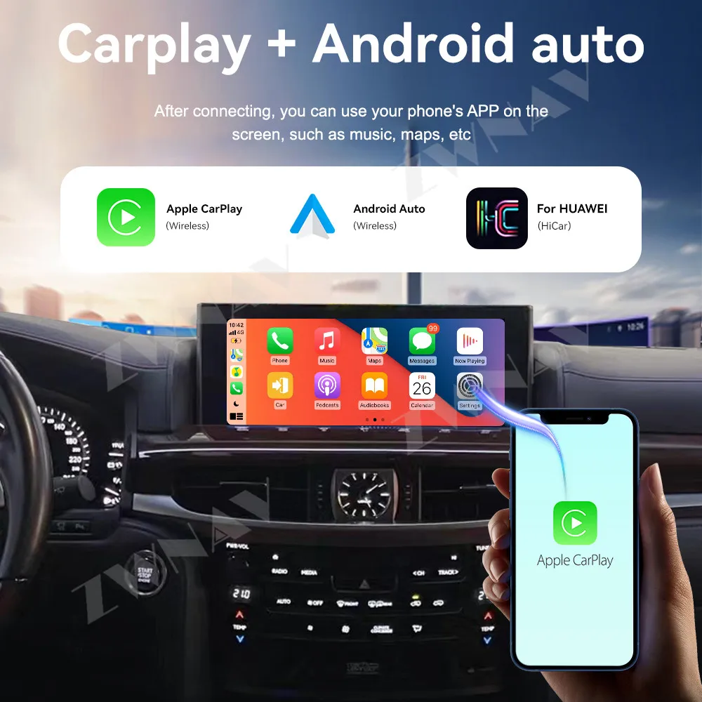 Android 14 Carplay Car Radio 12.3 inch Touch Screen For Lexus LX570 2015-2021 GPS Navigation Multimedia Player Head Unit Auto