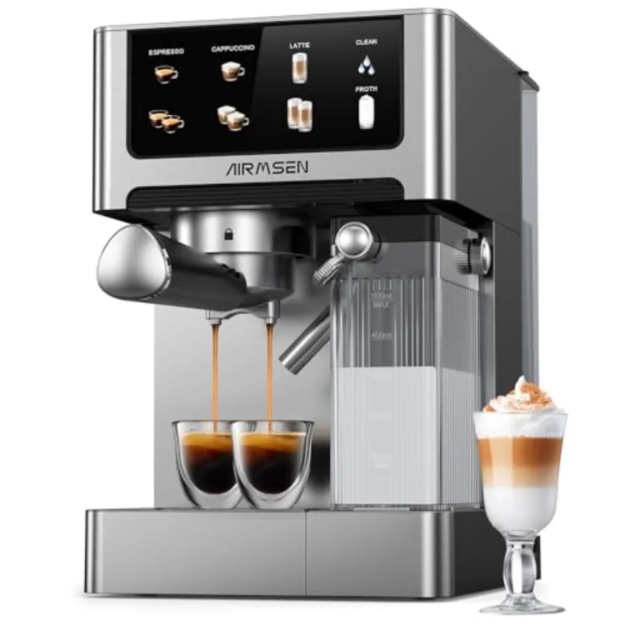 20-Bar-Espressomaschine mit automatischem Milchaufschäumer für den Heimgebrauch: Cappuccino-Latte-Kaffeemaschine mit Quick Brew Dual Boiler 135