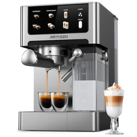 20 Bar Espresso Machine with Automatic Milk Frother for Home Use: Cappuccino Latte Coffee Maker with Quick Brew Dual Boiler 135