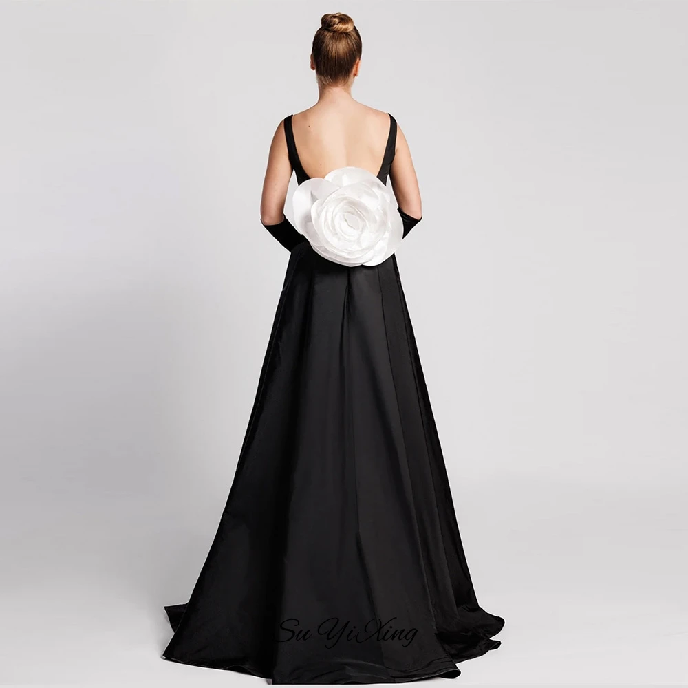 Customized Delicate 3D Flower Vestido De Festa Elegant Square Collar Sleeveless Prom Dress Classic Mermaid Pearls Evening Dress