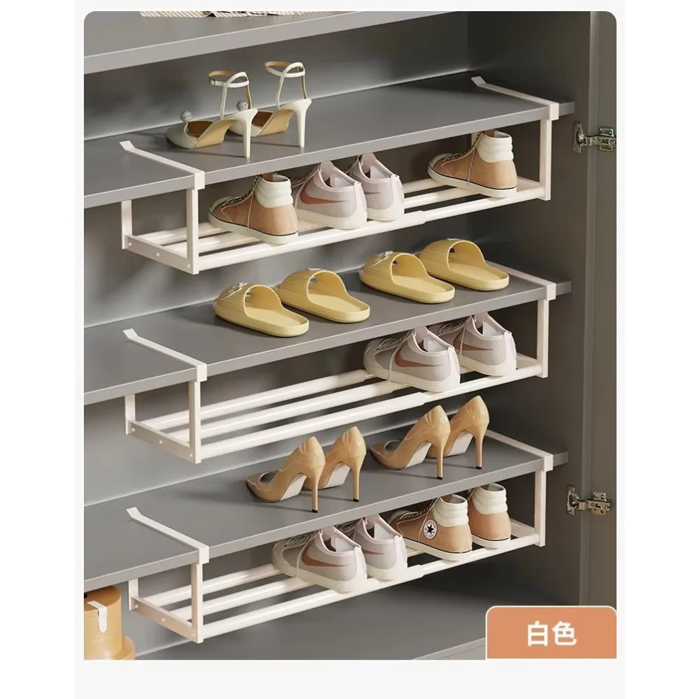 Zapatero ajustable |   Organizador en capas que ahorra espacio para zapateros l hogar |   Zapatero bajo l estante con cesta colg