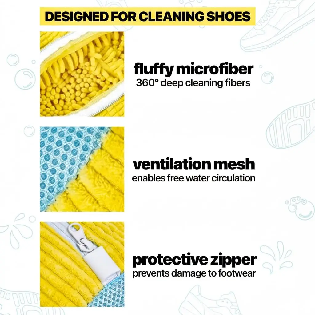2-piece set, reusable sports shoe cleaning shoe bag, suitable for washing machines and dryers with self-locking zippers view 3