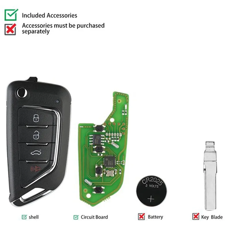 

For VVDI Key Tools For Xhorse XKCD02EN Universal Wire 4 Button Remote Key Fob For Cadillac Style
