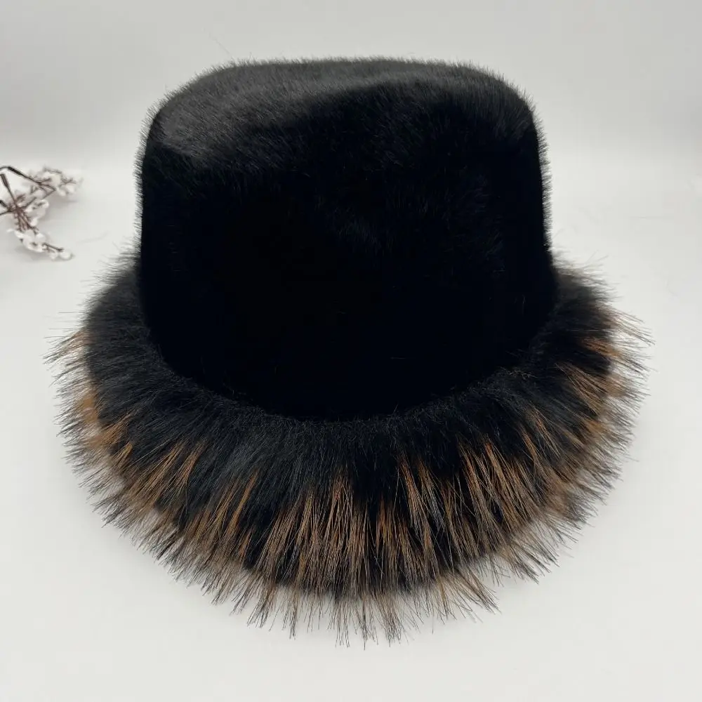 

Fashion Windproof Fluffy Fur Bucket Hat Soft Ear Protection Fisherman Hat Warmth Women Panama Cap Christmas Gift