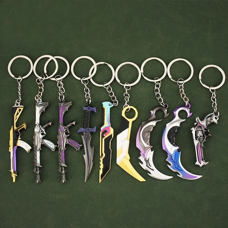 Valorant  Melee Reaver 2.0 Karambit Keychain for Men Game Peripheral M4 Samurai Dagger Model Metal Key Ring Pendant Jewelry Gift