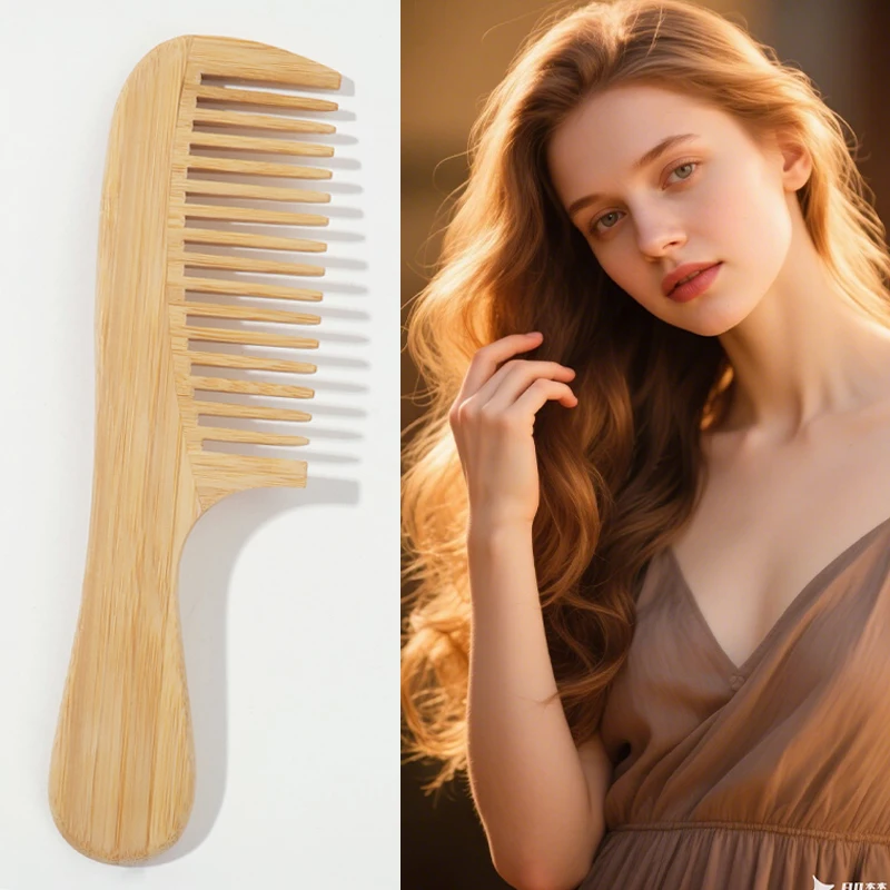 1pcs Natural Handmade Bamboo Comb.   It is antistatic, can detangle hair smoothly, is suitable for long hair to prevent knotting