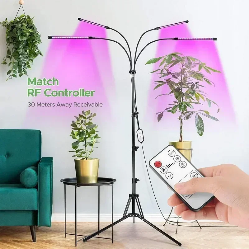 Grow Lights For Indoor Plants Full Spectrum LED Grow Light With Stand 3/9/12H Timing Adjustable Stand Plant Light With Timer