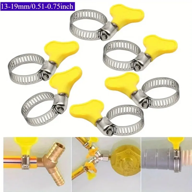 Heavy Duty Adjustable Thumb Screw Pipe Clamp, 6pcs with Key-Type Fastener, Corrosion Resistant for Pipe, HVAC & Automotive, Plum