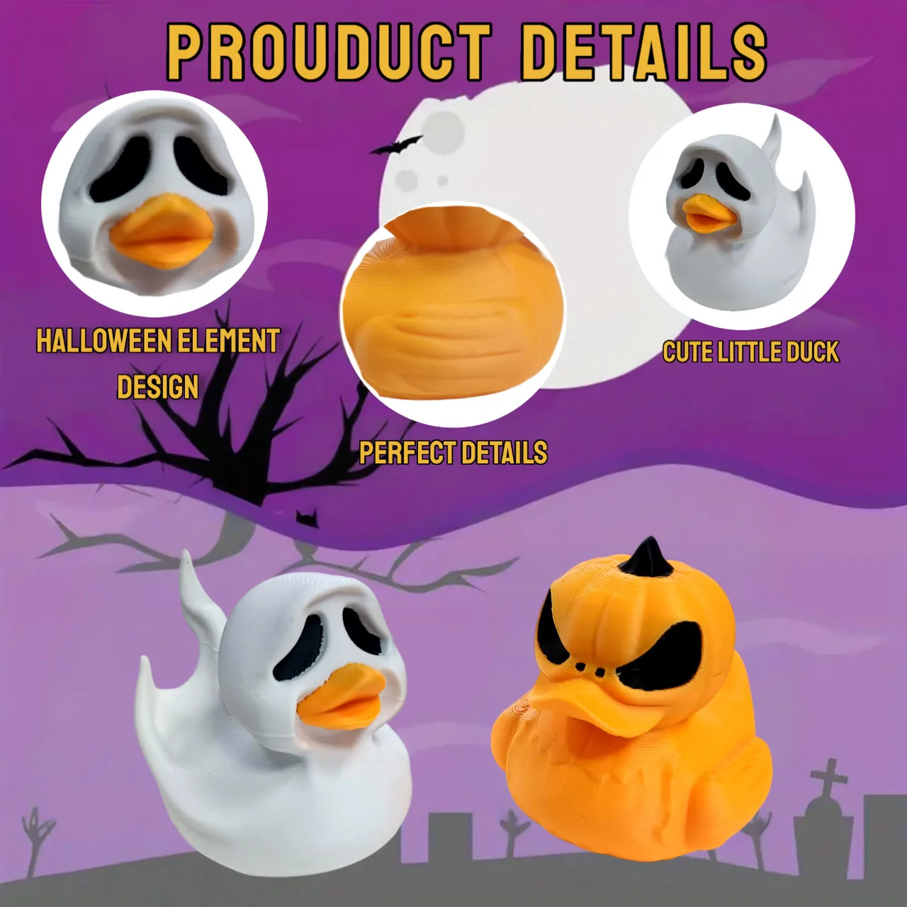 ديكور Duck Halloween عبارة عن ديكور منزلي وخفيف الوزن للاستخدام الداخلي/الخارجي للحفلات وعروض الرف والعطلات في ديسمبر