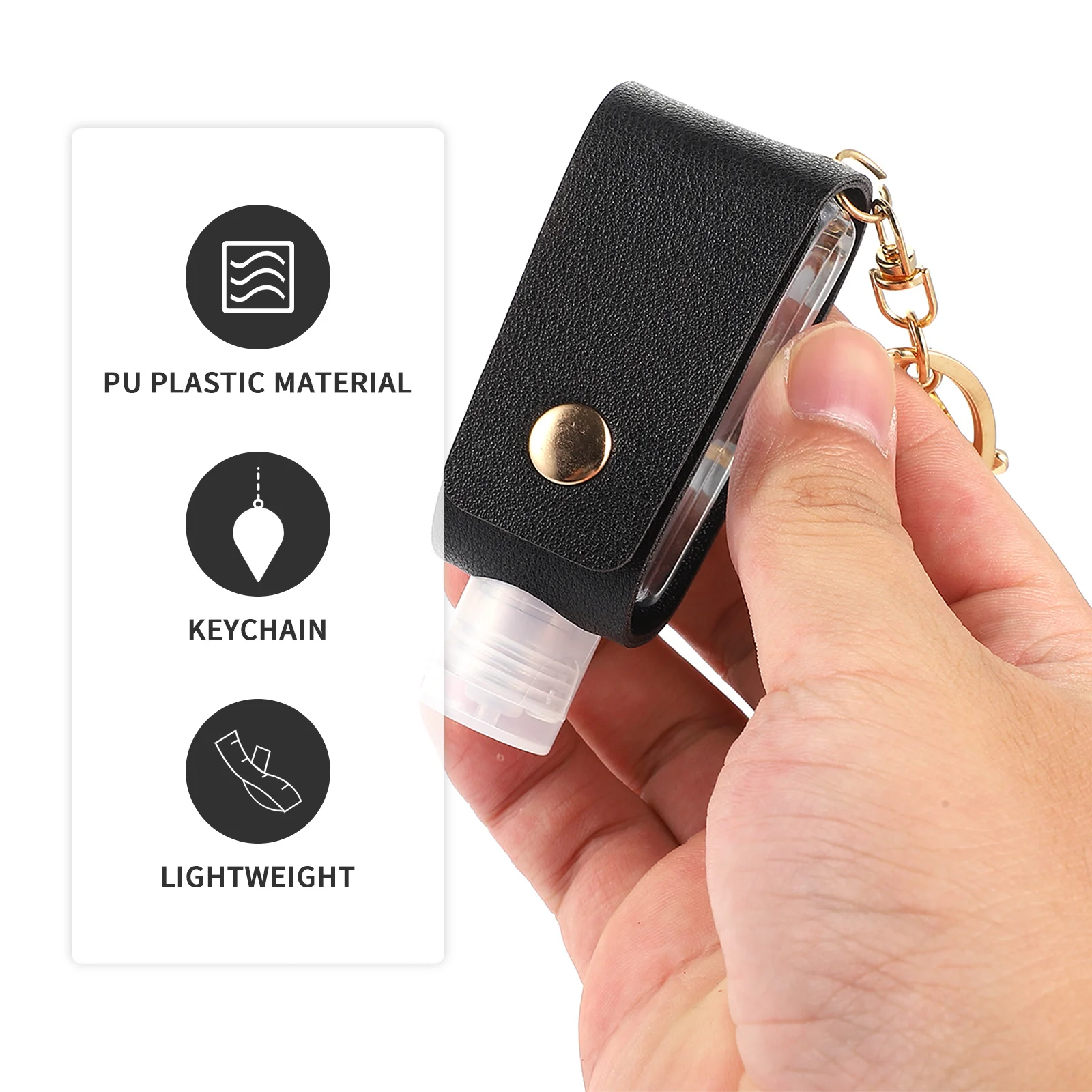 

2Pcs Hand Bottle Cover Keychain PU Portable Refillable Liquid Container for Perfume Cosmetics Gel Waist Travel Outdoor