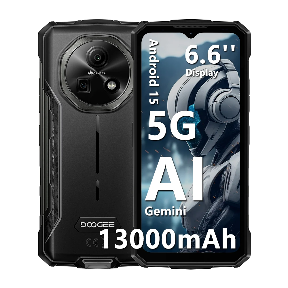 DOOGEE Fire 7 5G Telefono Robusto 13000mAh Batteria Android 15 6.6 ''Schermo 64MP Fotocamera Dimensity 6300 Versione Globale Smartphone NFC