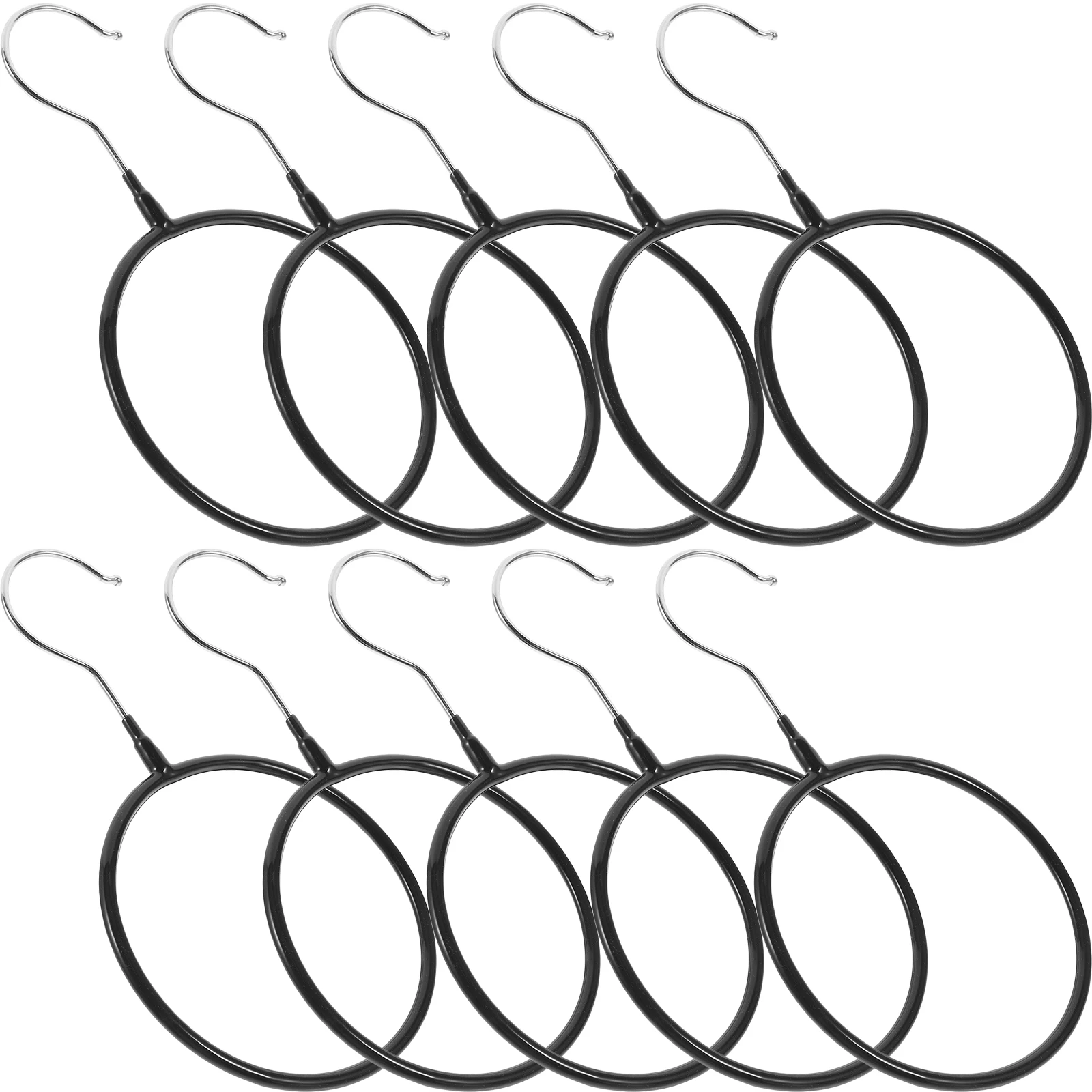 

10pcs Non-slip Stainless Steel Hangers Black Large Size Scarf Belt Tie Organizer Closet Storage Wardrobe Accessory Holder