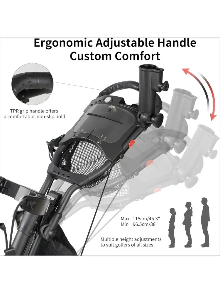 W_CaddyLite One Swivel Versione 8 Push Cart Versione 8 – 3 Ruote, 360 °   Ruota anteriore girevole, pieghevole con un clic,
