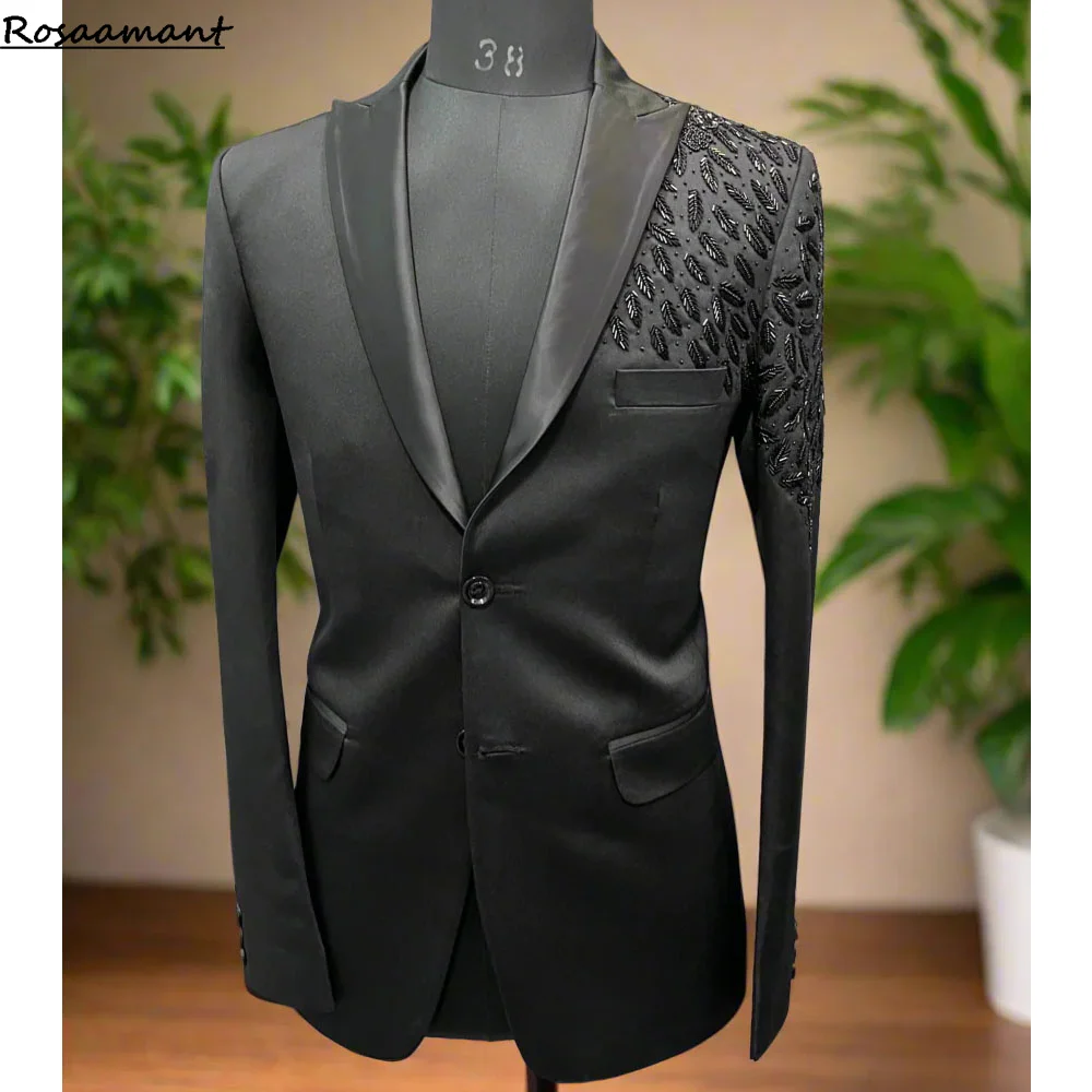 2 Pieces New Fashion Green Double Breasted Men Suits Wedding Slim Fit Tuxedo Terno Masculino Prom Groom Blazer Custom Made