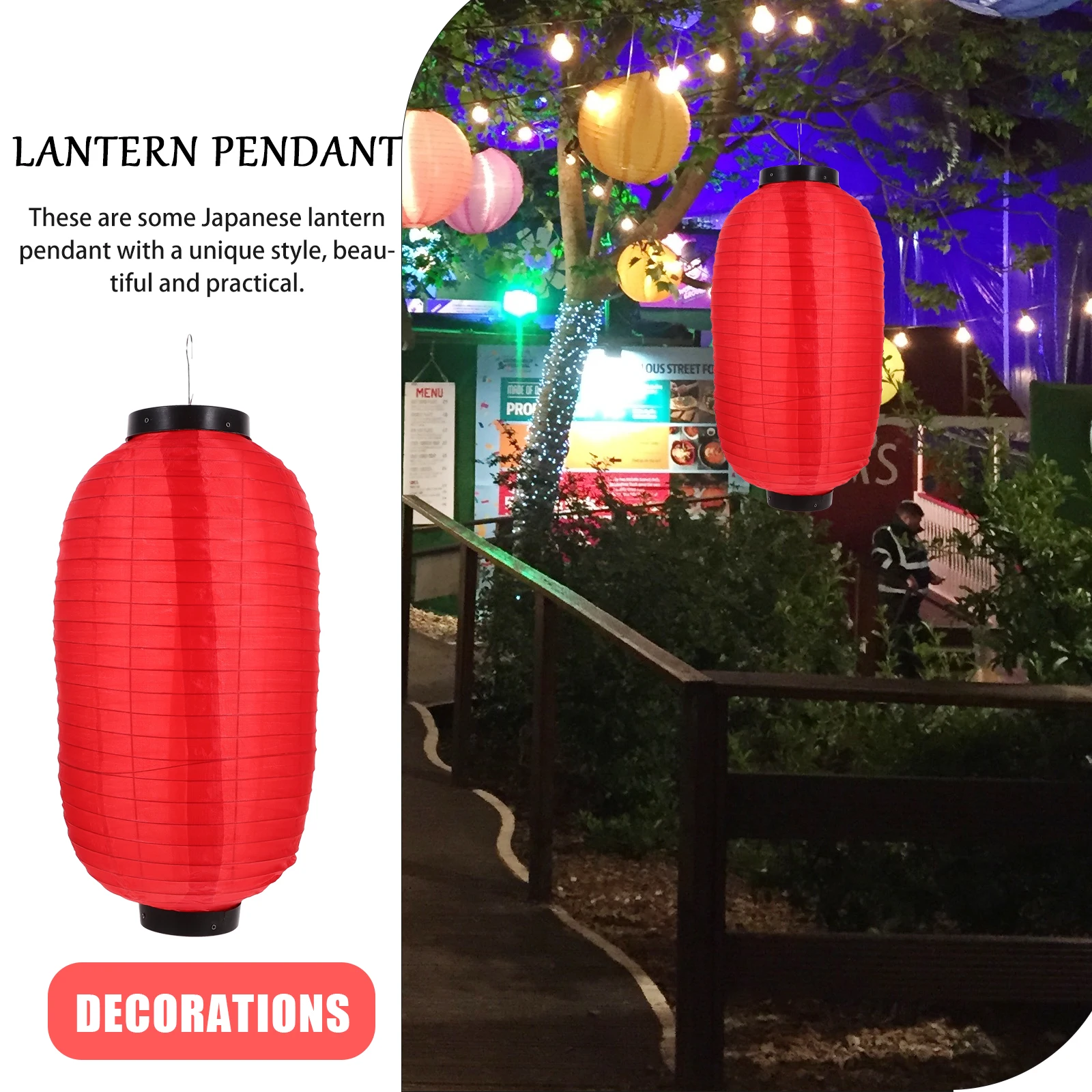 2pcs 45X25CM Red Japanese Style Waterproof Silk Lanterns 10 Inch Foldable Decorative Home Restaurant Party Festivals