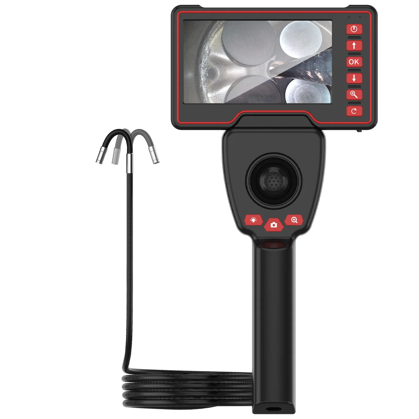 1080P 3.9 مللي متر/6 مللي متر 4-Way التوجيه المنظار الصناعي كاميرا توضيح Borescope مع شاشة 5.0 "فحص المجاري السيارات
