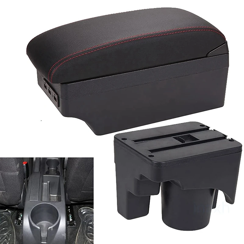 

Car Central Control Armrest Box Adjustable Central Armrest Storage Box With 7 USB For Golf 6 Sagitar 2007-2012