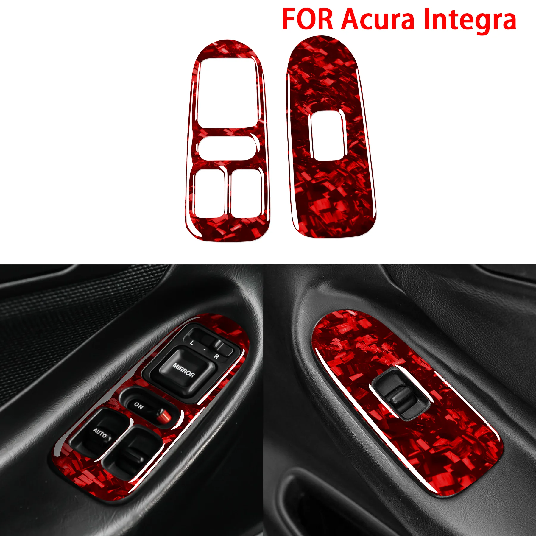 Forged Carbon Fiber Door Window Rearview Mirror Adjust Control Button Panel Molding Trim Stickers FOR Acura Integra 1994-2001