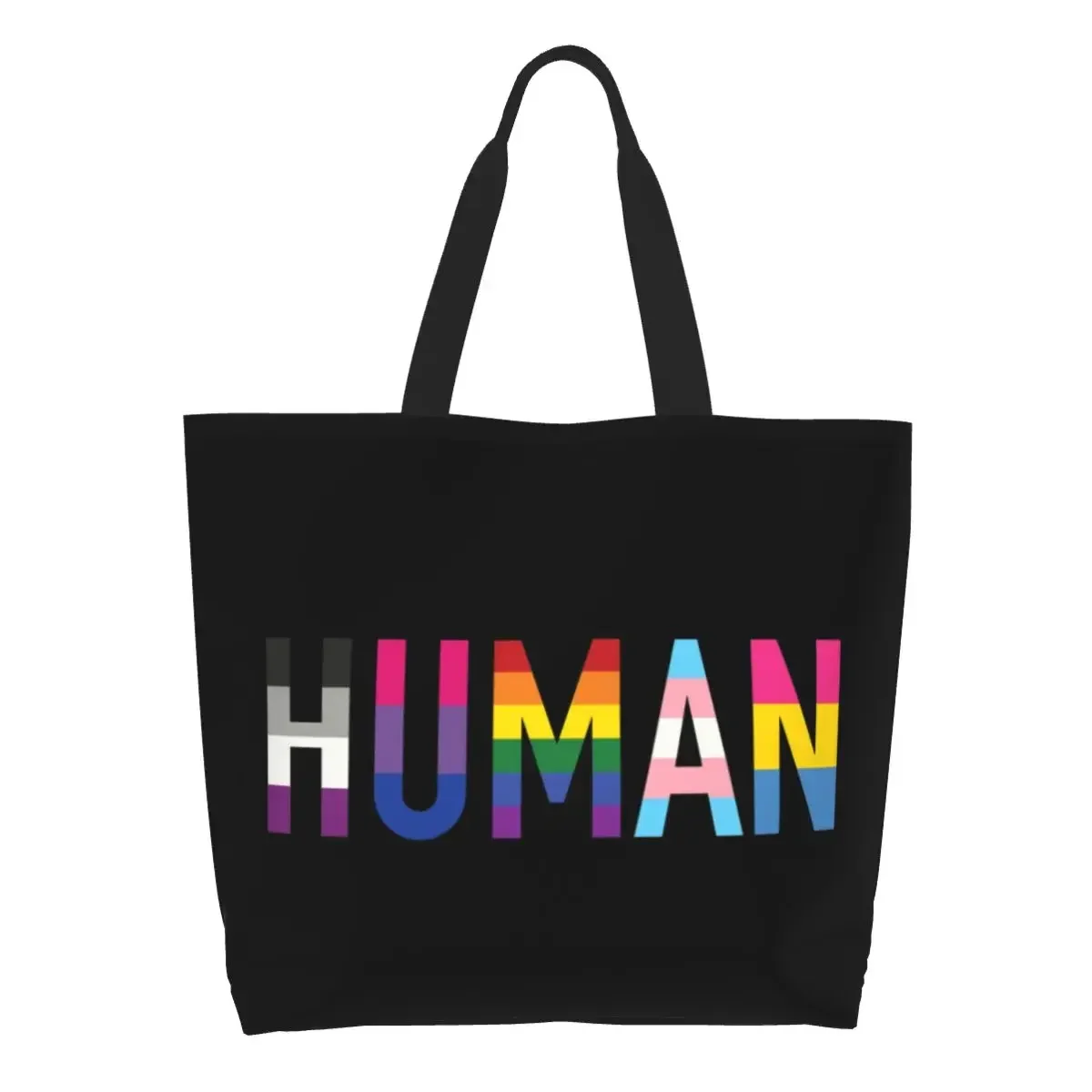 Borsa Shopping LGBT umana con stampa carina borsa a tracolla riutilizzabile in tela con tracolla Gay Pride