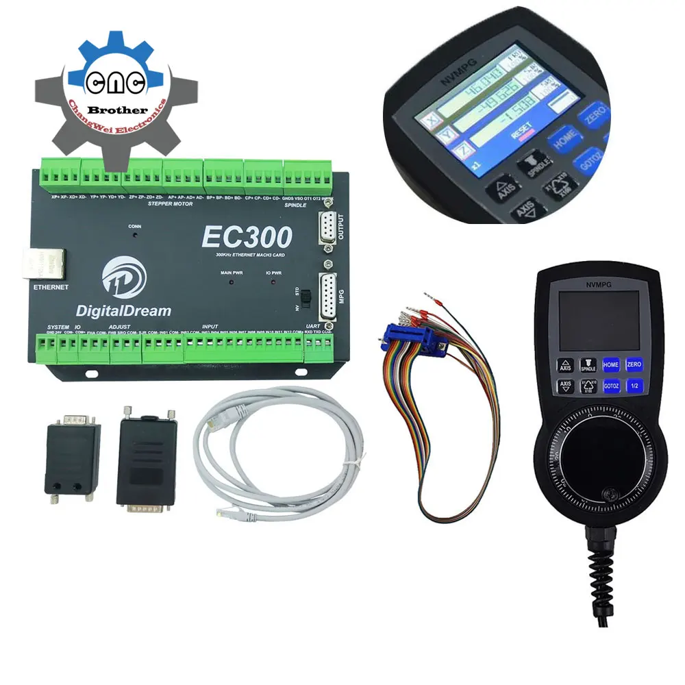 

CNC EC300 Milling Machine Controller Upgrade Ethernet 3/4/5/6 Axis Motion Control Board Kit With Mach3 Digital Display Handwheel