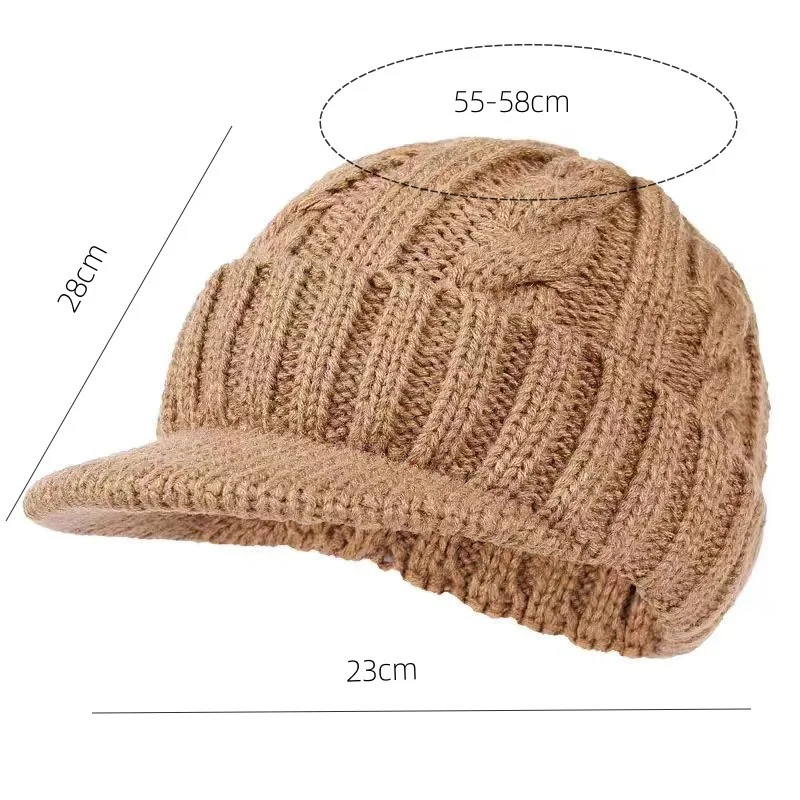Men's Hat Winter Warm Knitted Hat Outdoor Cold Protection Duck Tongue Pullover Hat Riding Ear Protection Wool Hats Beanies