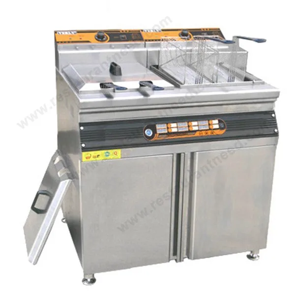 Commercial Freestanding Fish and Chips 1-Tank 2-Basket Automatic Deep Fryer