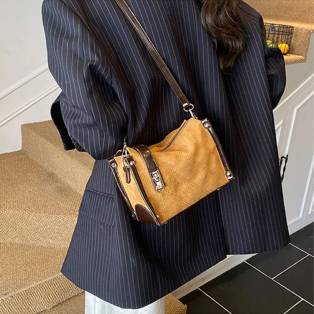 Bolsa retrô elegante, bolsa de ombro acolchoada com grade, bolsa quadrada pequena casual e simples para mulheres
