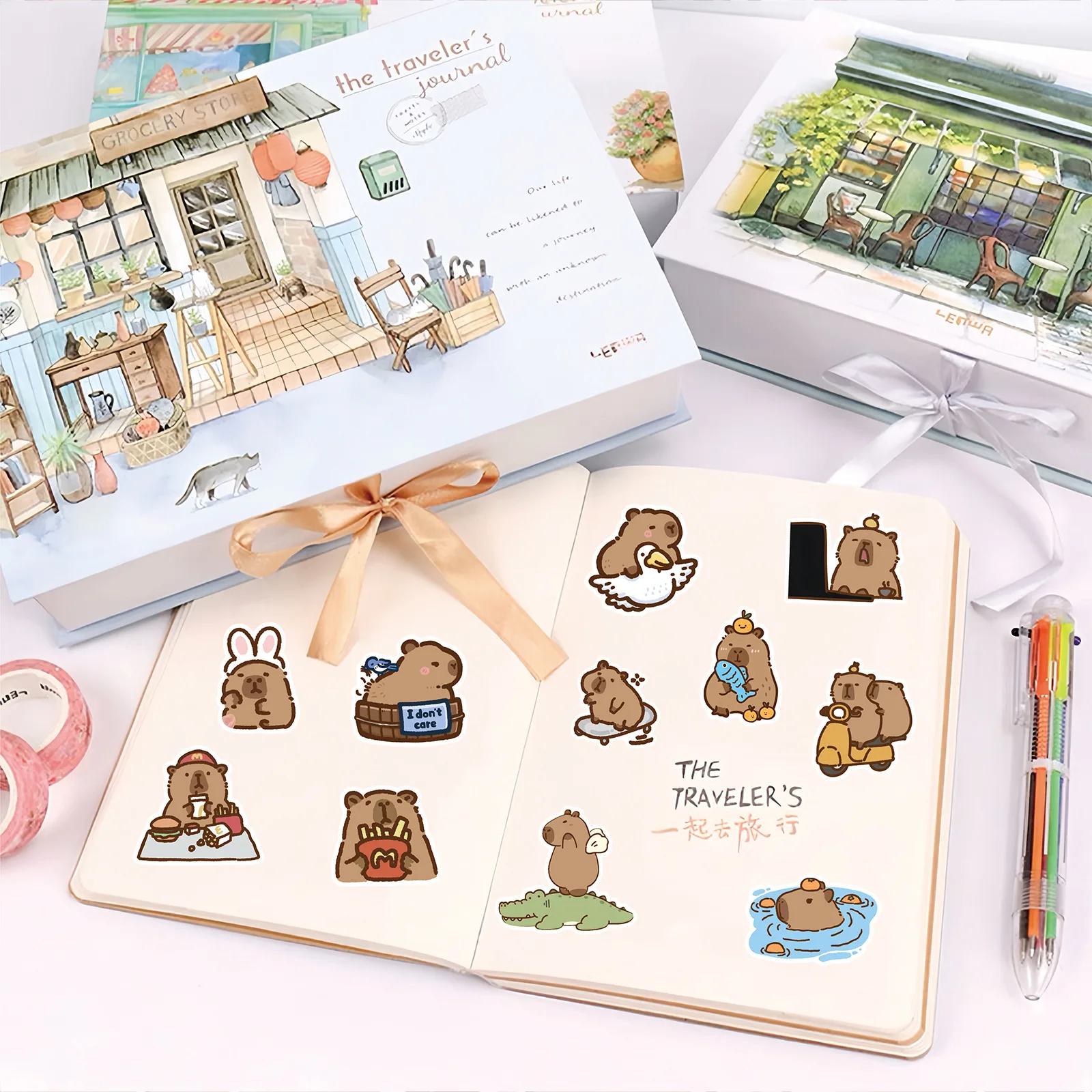 100PCS Plump Capybara Cute Stickers Cartoon Animal Decals Scrapbook Laptop Phone Luggage Diary Car Graffiti Sticker Kid Toy